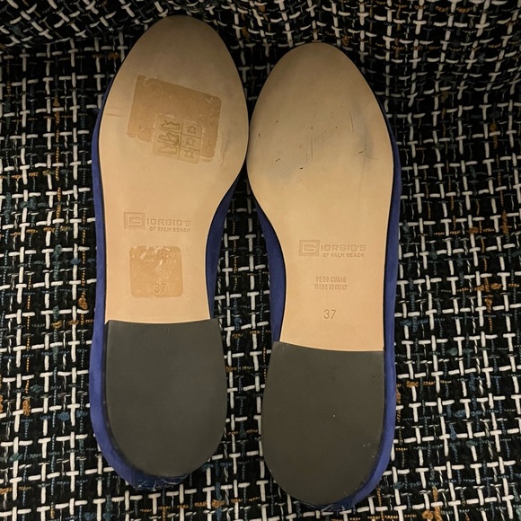 NWOB Size EU 37 (6.5) cobalt blue suede ballet flats with patent leather toe cap - Picture 6 of 9